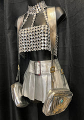 Silver Leather Skirt