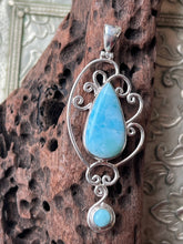 Silver Larimar Double Drop Pendant