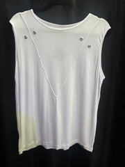 Geometric Seam Silver Grommet Men's Tank