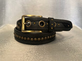Piercing Stud, Black Leather, and Gold Hardware
