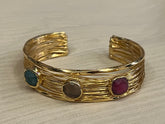 Tricolor Gemstone Wire Bangle