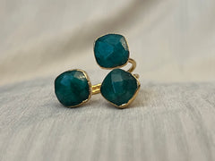 Teal Triple Gemstone Ring