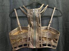 Strap Geometric Leather Top