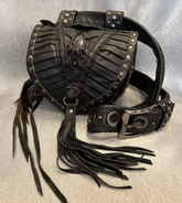 Hand Crafted Genuine Leather Belt Bag with Obsidian