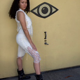 White Flow Dress with back flower of life