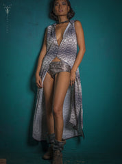 Hooded Long Dress with Print