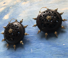 Flower of life Wood Earrings/ Weights