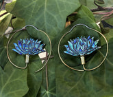 Abalone shell earrings with silver & brass