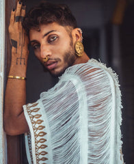 Ethnic Tribal White Embroidered Kimono