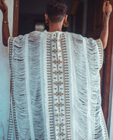 Ethnic Tribal White Embroidered Kimono