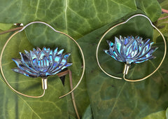 Abalone shell earrings with silver & brass