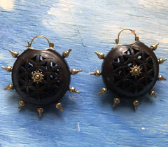 Flower of life Wood Earrings/ Weights