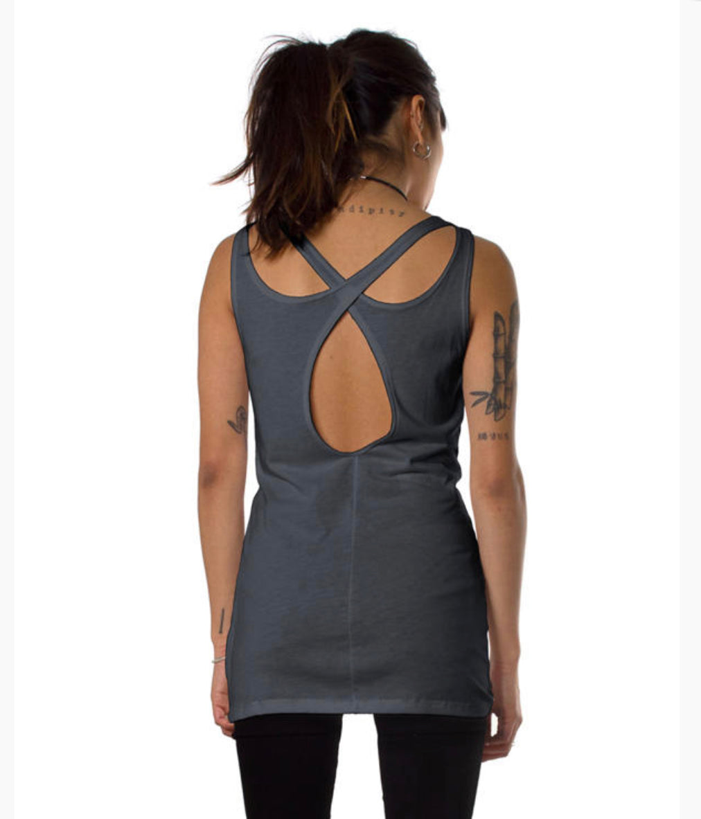 Cleopatra Tank Top - Gray and White