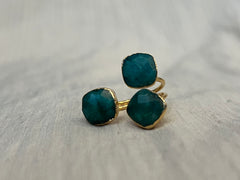 Teal Triple Gemstone Ring