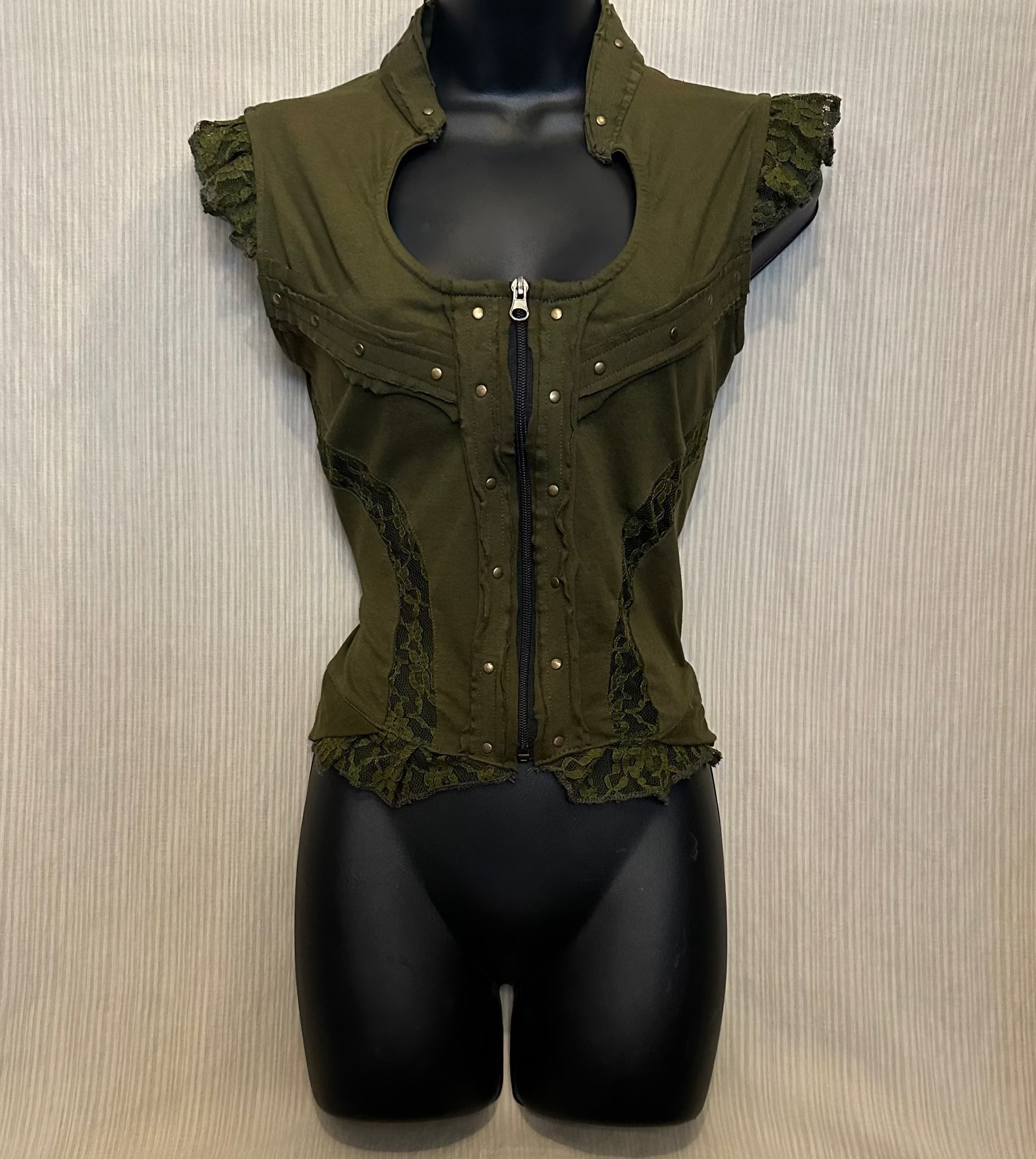 Lace Corset Zip Top