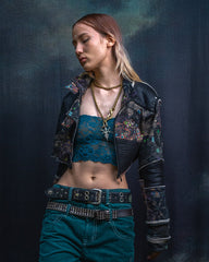 Punk Crop Jacket Woman / French Teri Fake Leather