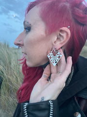 White Metal Earrings in Triangle Shape