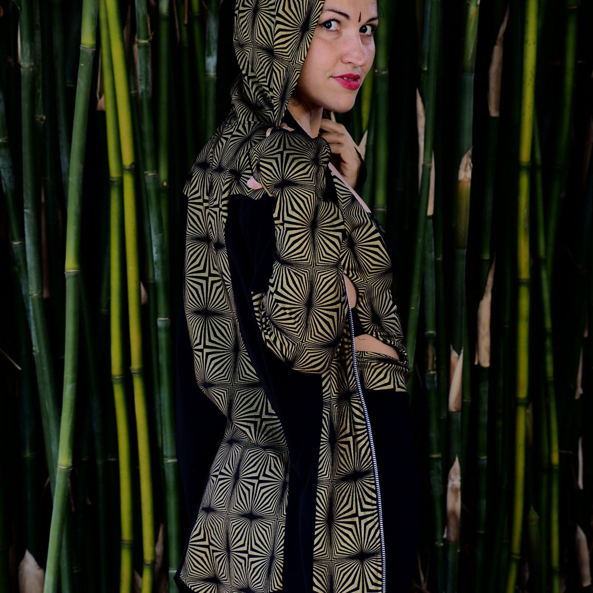 La Liberte Maya Black and Gold Hoodie