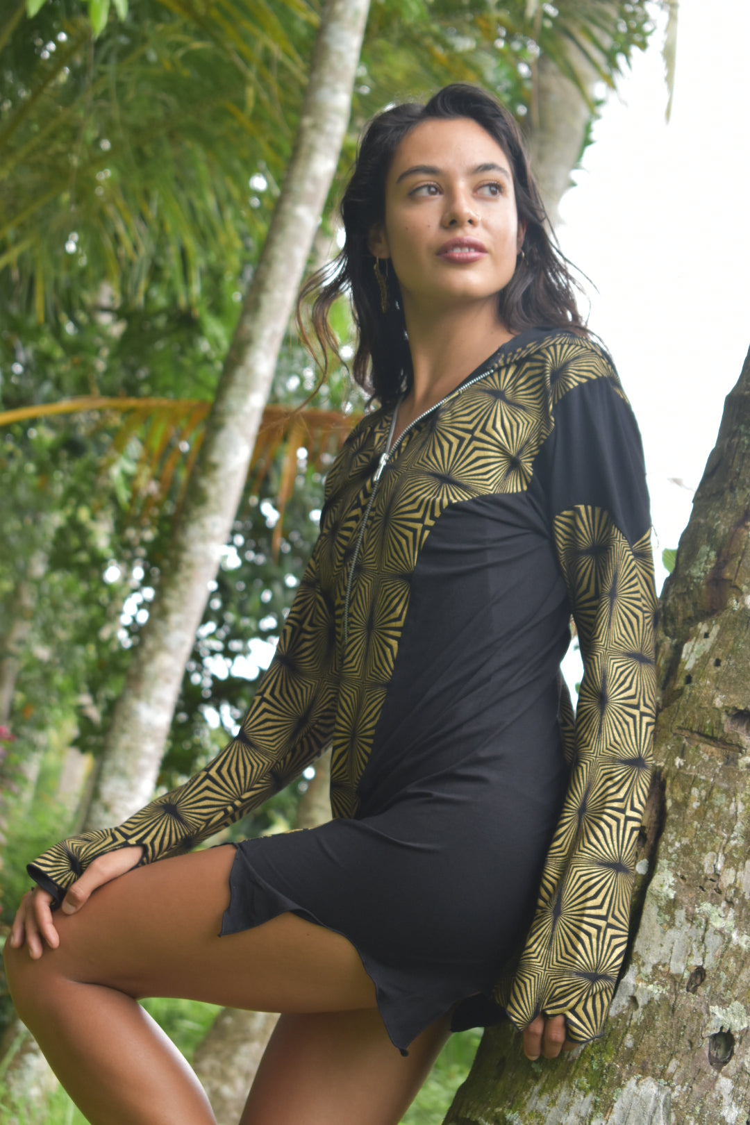 La Liberte Maya Black and Gold Hoodie