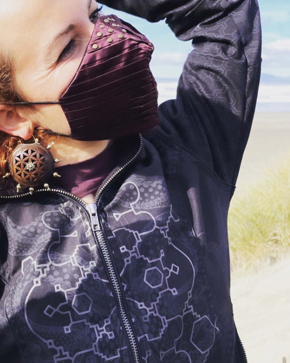 Flower of life Wood Earrings/ Weights