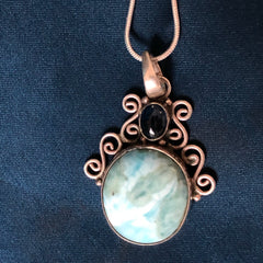 Larimar Pachamama Pendant with Chain