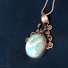 Larimar Pachamama Pendant with Chain